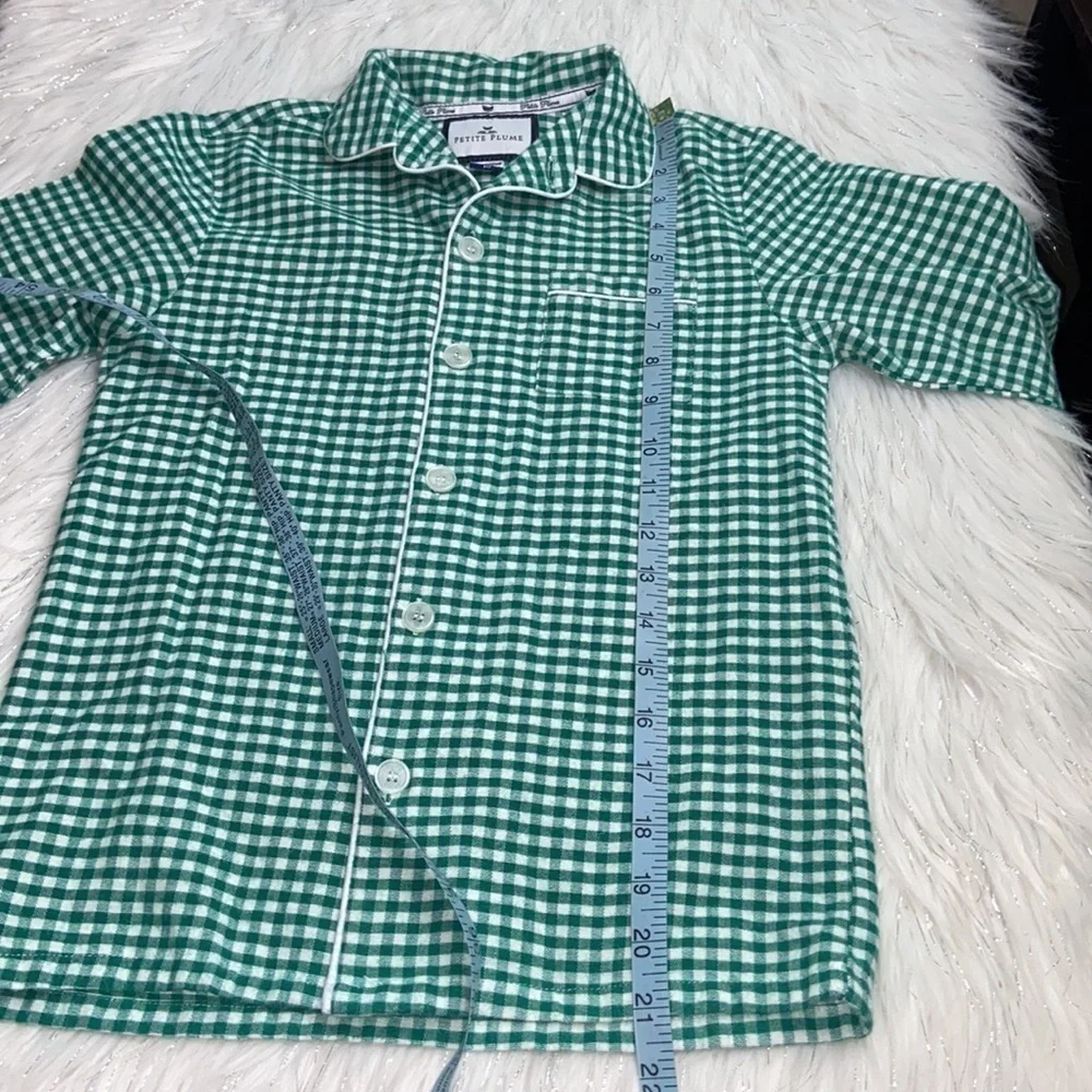 Petite Plume size 10 Green Gingham Classic Flannel Pajama Shirt